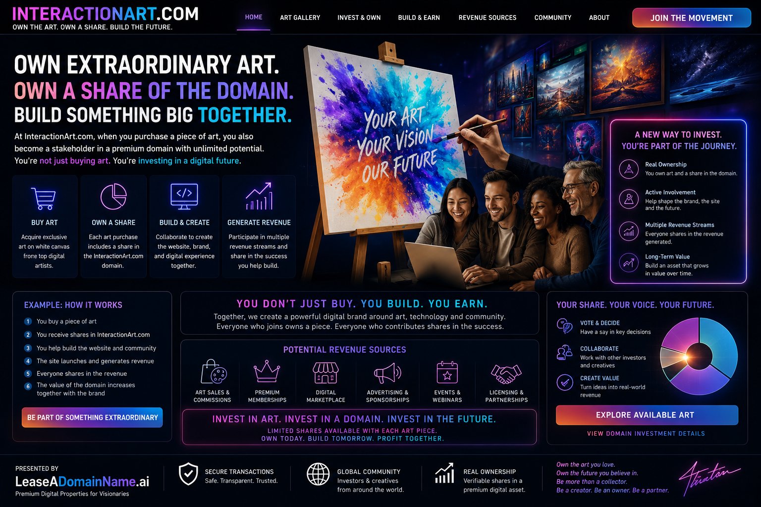 InteractionArt.com – Own Extraordinary Art. Own a Share of the Domain. Build Something Big Together.